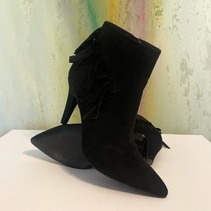 Nine West Black suede fringe booties